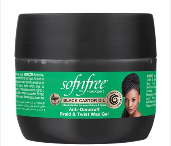 Sof n free Black Castor Oil Anti Dandruff Braid & Twist Wax Gel